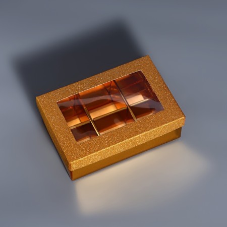 Box for 6 sweets Gold Glitter, 12 x 8.5 x 4 cm. Confectionery packaging