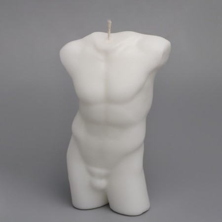 Figure candle "Men's torso", 6x17 cm, white, 6 hours-2