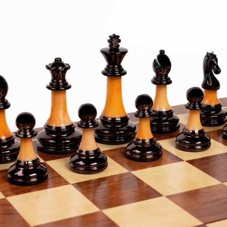 Chess souvenir "jade", wooden board 45 x 45 cm, metal figures-1