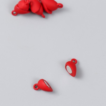 Magnetic metal lock "heart" red matte 2 pcs 1.2x1.2 cm-1
