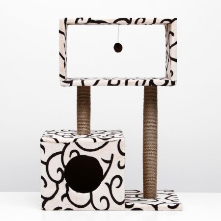 Cat House with Cube Cube, Mesonin and Toy, 60 x 35 x 85 cm, Mix of Flowers-3