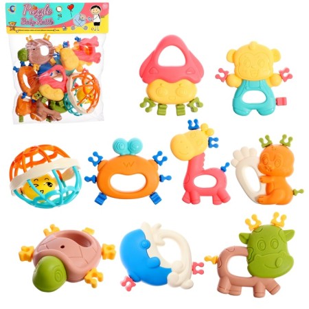 A set of rattles with teeth teeth, 9 items