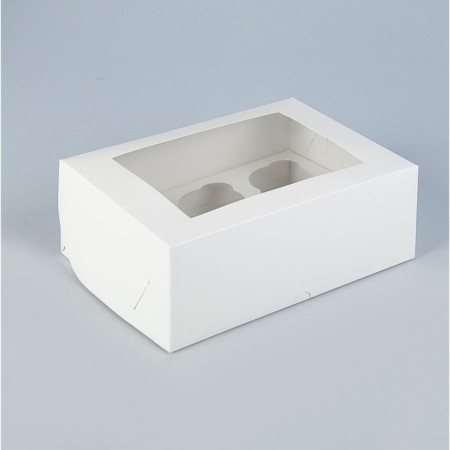 Box for 6 cupcakes with a window, white, 25 x 17 x 10 cm
