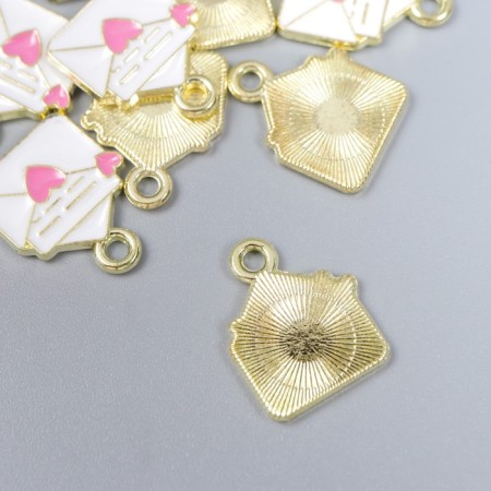 Decor for creativity Metal, enamel "Love letter" White-pink 1.6x1.2 cm-1