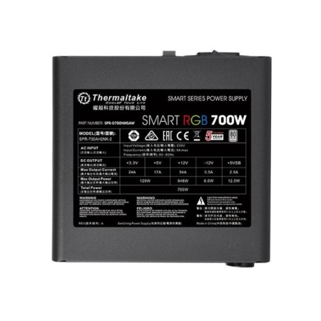 Thermaltake ATX 700W Smart RGB 700 80+ APFC 120mm Color LED 6XSATA RTL-3