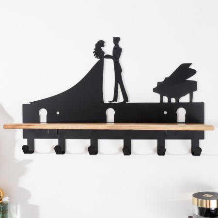 Decorative metal hooks "Dancing steam near the piano" black 24x9.5x37 cm-2