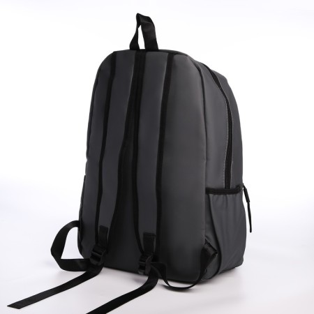 Youth backpack from textiles on lightning, waterproof, 3 pockets, color gray color-3