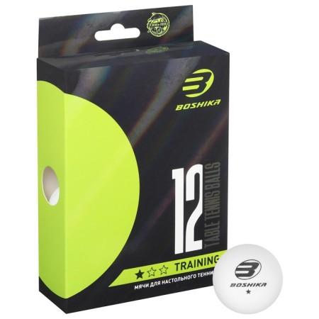 Boshika Training table tennis ball, 1 star, d = 40 mm, 12 pcs., White color-4