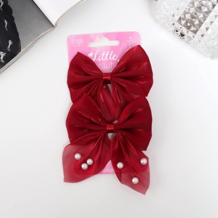 Hair clamp "Marta" (set 2 pcs) grace, 7.5 cm, red