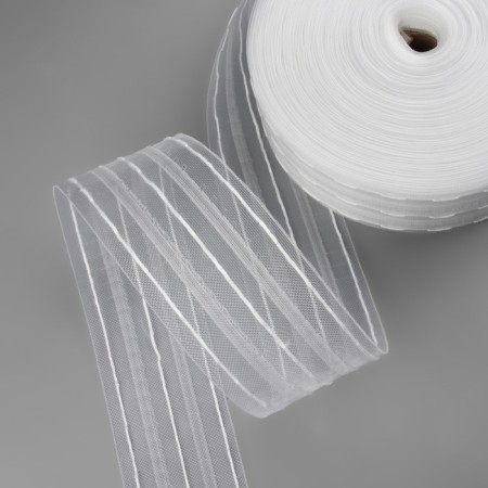Curtain tape, organza, 7 cm, 50 ± 1 m, transparent color-3