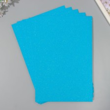 A set of glitter foamiran (5 sheets) 2 mm 20x30 cm, bright blue