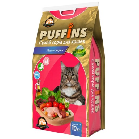 Dry food for cats "Puffins" meat hot 10 kg