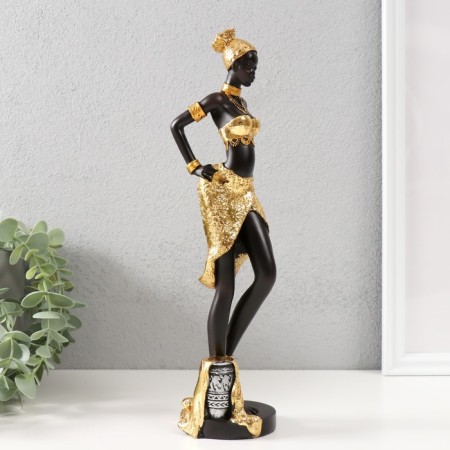 Polystone souvenir "African in gold with a jug in the hand" 7x7x29 cm-1