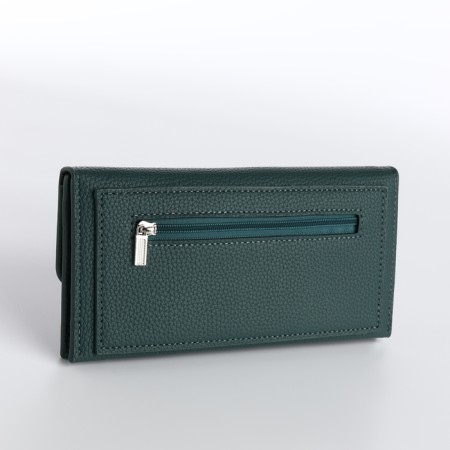 Women's wallet on magnet, green color-1