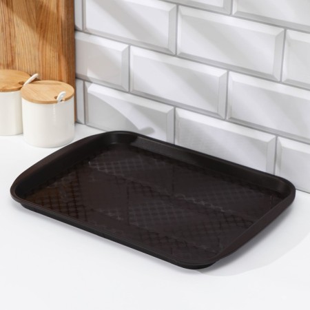 Rectangular tray 36.5x27 cm, brown color-1