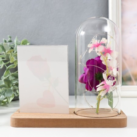 Photo frame 9x13 cm Light "Violet rose in a flask" from batteries 2xlr1130 9.8x19.5x18 cm-4