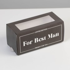 Makarun box, confectionery packaging “For Best Man”, 12 x 5.5 x 5.5 cm