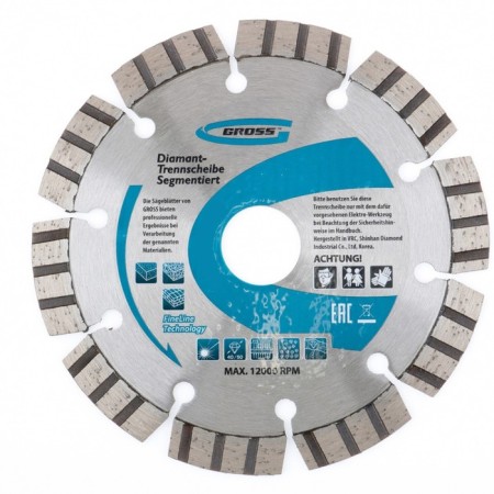 Diamond disk GROSS 730087, laser welding of turbo segments, dry cut, F230x22.2mm