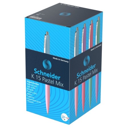 Ballic handle, automatic Schneider "K15", node 1.0 mm, blue ink, case pastel mix-2