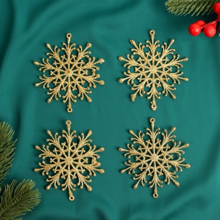 Christmas tree decoration "Snowflake" (set 4 pcs) D-9 cm, mix-2