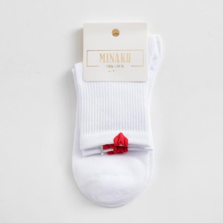 Women's socks minku "hearts", white color, size 36-39 (23-25 ​​cm)-2