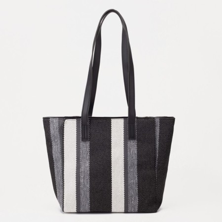 Soper bag with zipper, black color