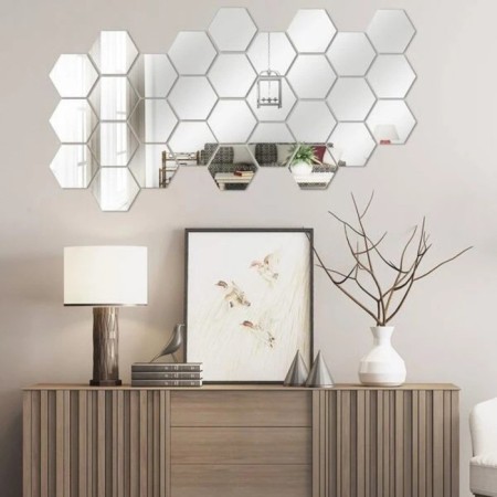 Interior stickers "honeycomb", mirror, wall decor, set 12 pcs, 16 x 18 cm-8