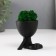 Kashpo concrete mini "Mr. Green on Chile" with moss black 6.5x6x6.5 cm (moss green stabiliz)