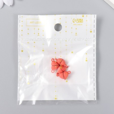 Magnetic metal lock "heart" Orange matte 2 pcs 1.2x1.2 cm-3