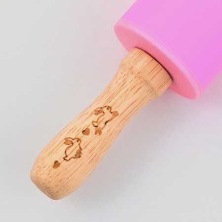 Rockbrush "Bunny", 31 x 4 cm, silicone, wood, pink color-1