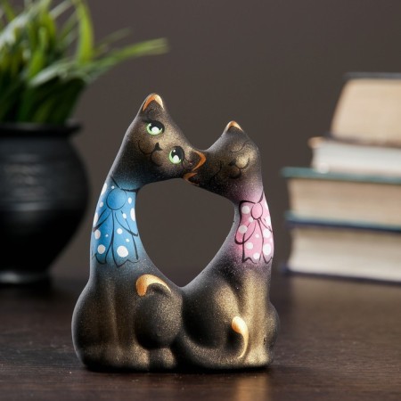 Figure "Cats lovers with bows" Black 5x9x12cm-3