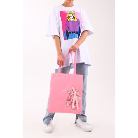 Shoper "Poins", 35 x 0.5 x 40 cm, with tape, pink color-9