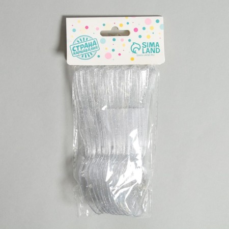 Tablespoons plastic "shine", in a set of 12 pieces, silver color-2