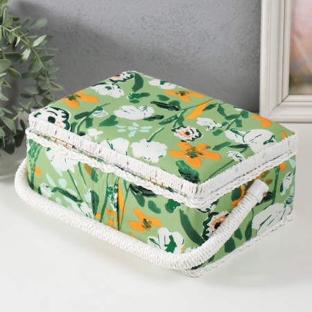 Casket for needlework "Summer flowers on green" 24x16x11 cm-6