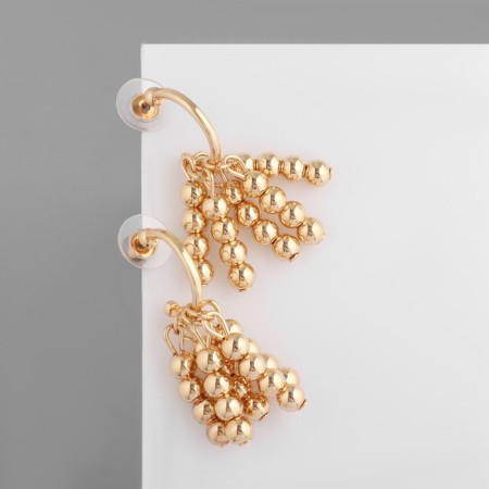 Earrings Metal "Brushes" with beads, color gold