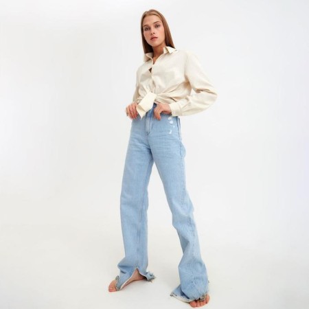 Women's shirt Minaku: Home Collection Beige color, pr 42-10