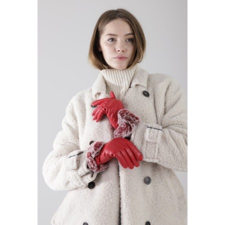 Female gloves, size 7.5, with insulation, red color-1