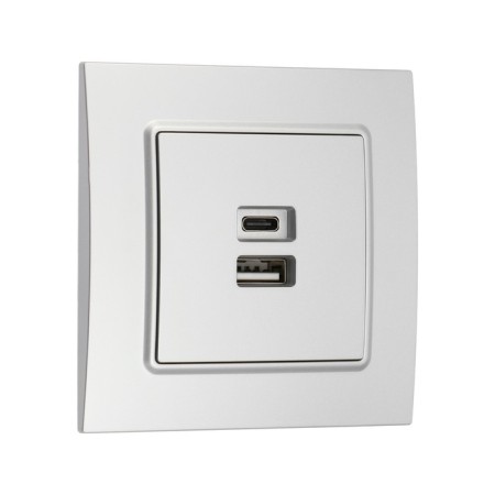 Roset with USB-A + USB-C connectors, 2.1 A, 5V, TOT ELEAGANT, Hidden, Silver-1
