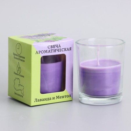 Aromatic candle in glass 5x6cm, lavender and menthol-2