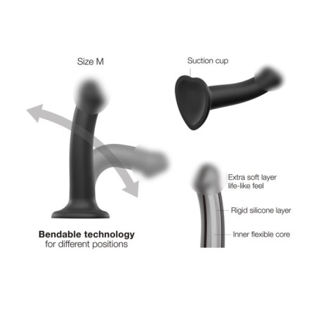 Fallomitator Strap-on-me dual dual demi-realistic bewilder, black L, 19 cm-1