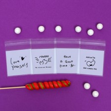 BOPP package with adhesive tape, “wishes”, 7*7+3cm