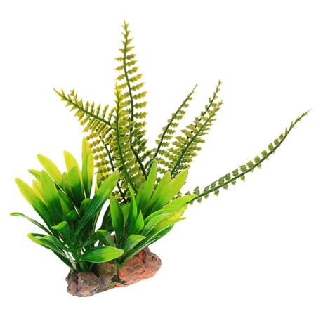 Aquarium artificial aquarium plant on a stone stand, 17 x 14 x 16 cm-2