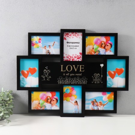 Multipher "Love" collage in 8 photos 10x15 cm, black with gold-3