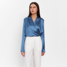 Блуза женская с драпировкой MIST: Classic Collection р. 50, цвет синий