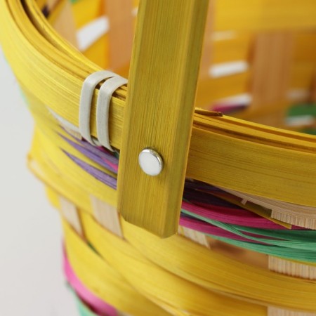 Wicker basket, d18 x 11 x 24 cm, yellow, bamboo-4
