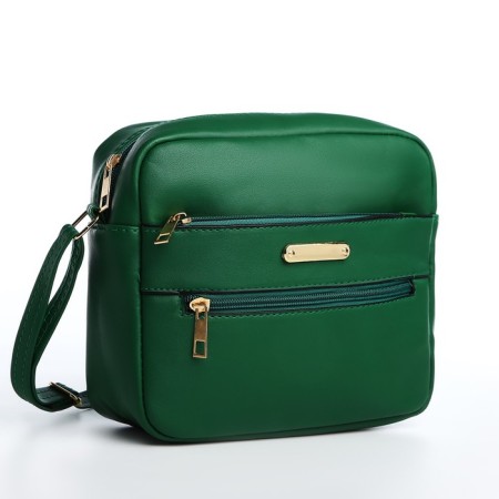 Bag Cross-Bodi with a zipper, green color-2