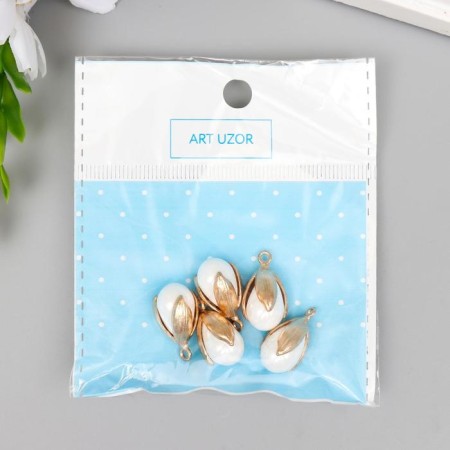 Decor for creativity plastic "Pearl in a sink with a loop" set of 5 pcs 1.2x1.6 cm-3