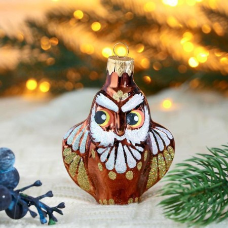 Christmas tree toy "owl" d- 7 cm, brown