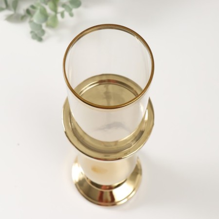 Ceramics candlestick, glass for 1 candle "Avanti" d = 8 cm gold 10x10x40.5 cm-2