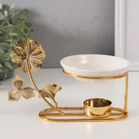 Aroma lamp metal, ceramics "Golden Flower" 10x11.5x18 cm-3